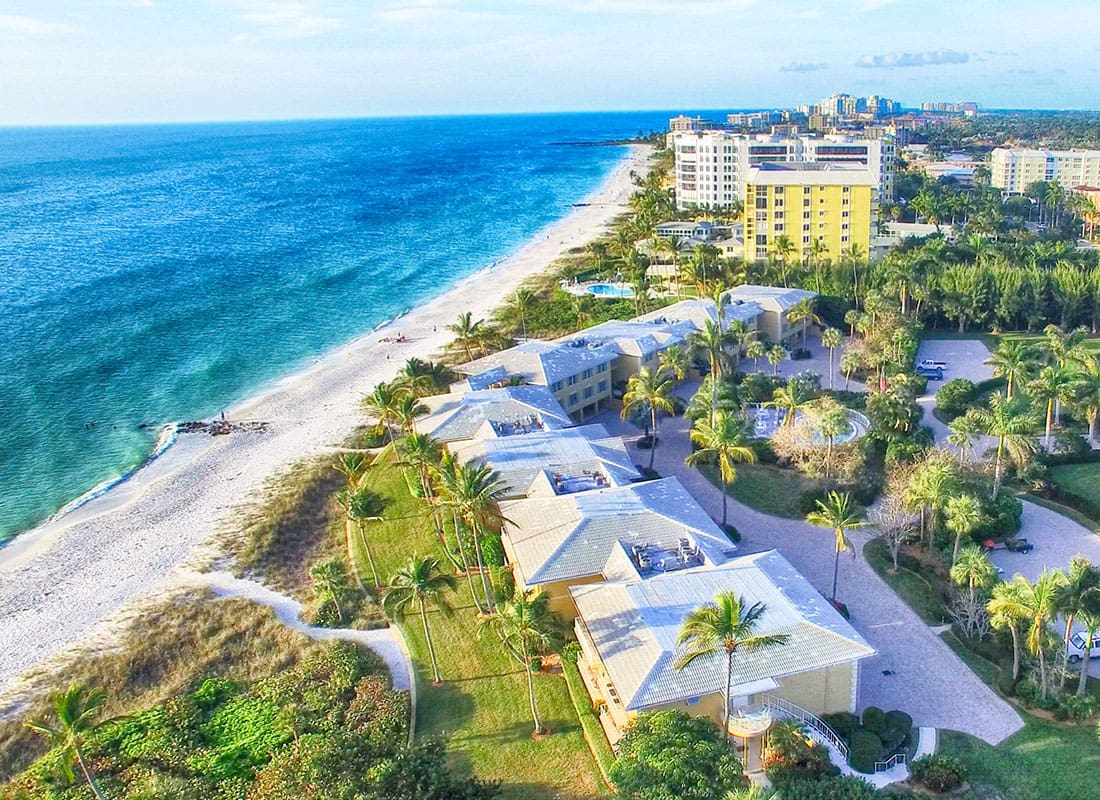 Naples, FL - Aerial View of Naples, FL Beach Front on a Sunny Day