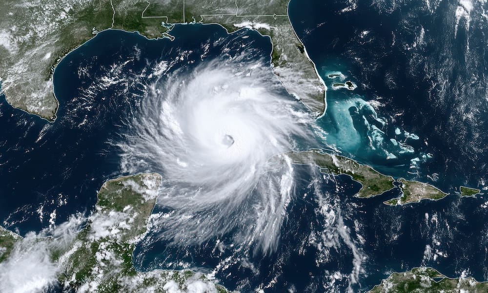 Navigating Hurricane Season The Importance of Flood Insurance in Florida - Map view of a Hurricane just outside of the state of Florida